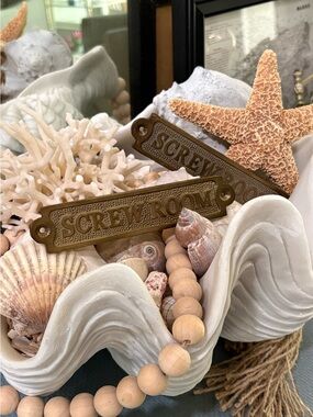Nautical “Screw Room” Brass Wall Plaques